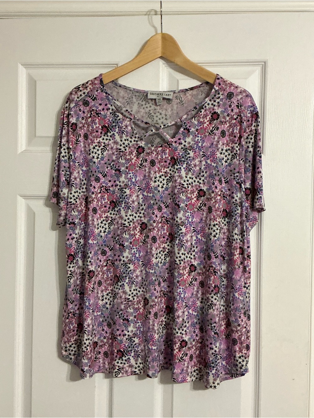 Southern Lady Lavender Floral Short Sleeve Blouse